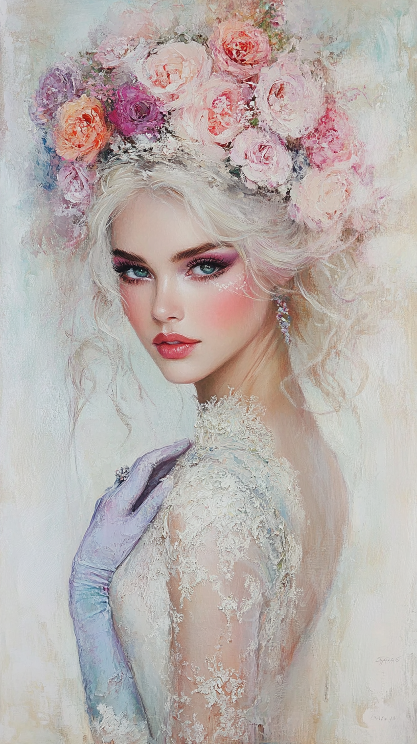Floral Elegance - Dreamlike Portrait Art Print
