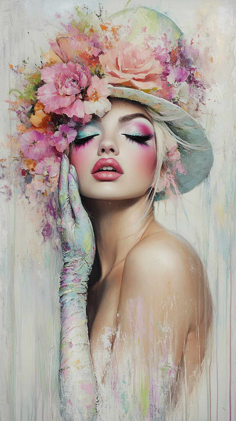 Floral Elegance - Dreamlike Portrait Art Print