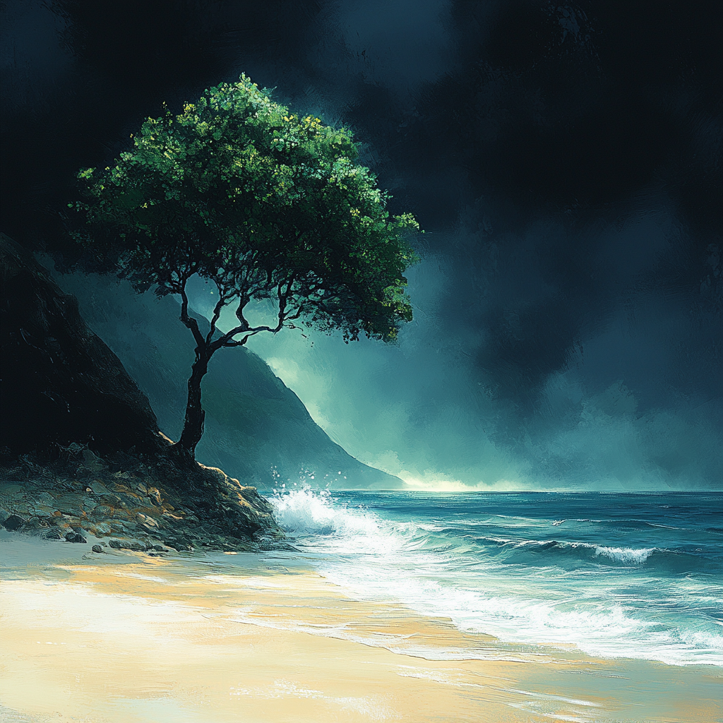 "Solitude at the Edge of Time" oil painting