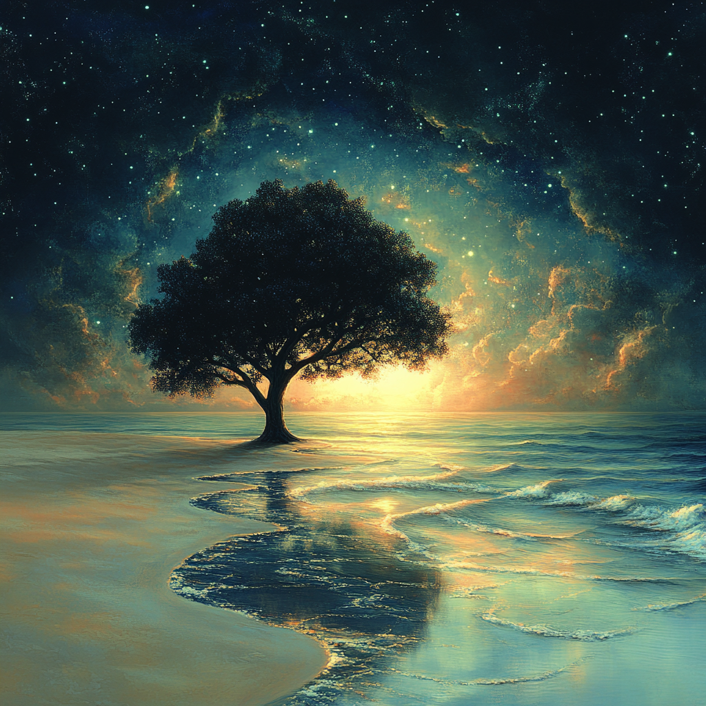 "Solitude at the Edge of Time" oil painting