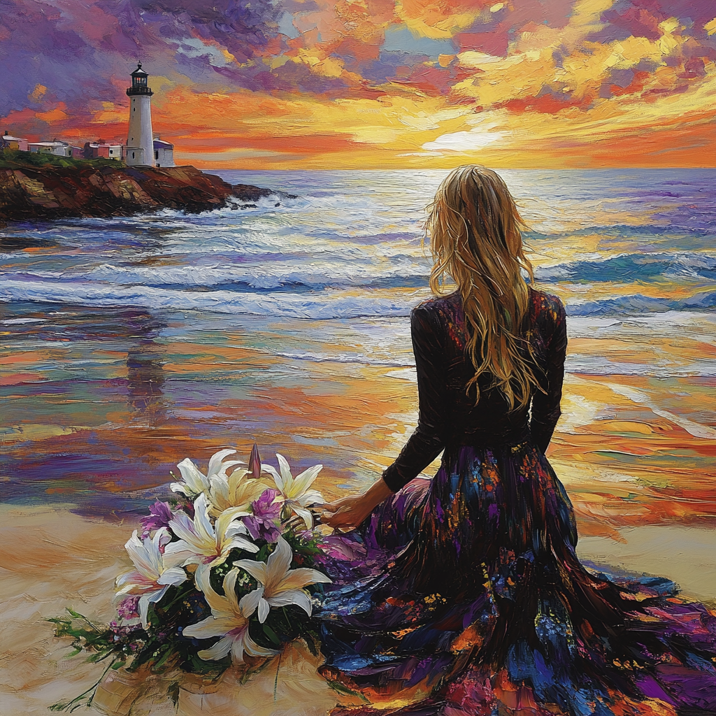 Ethereal Sunset Bride – Fantasy Art Print"