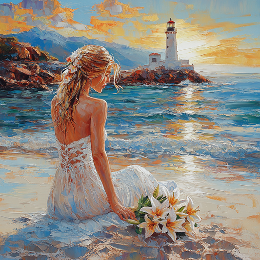 Ethereal Sunset Bride – Fantasy Art Print"