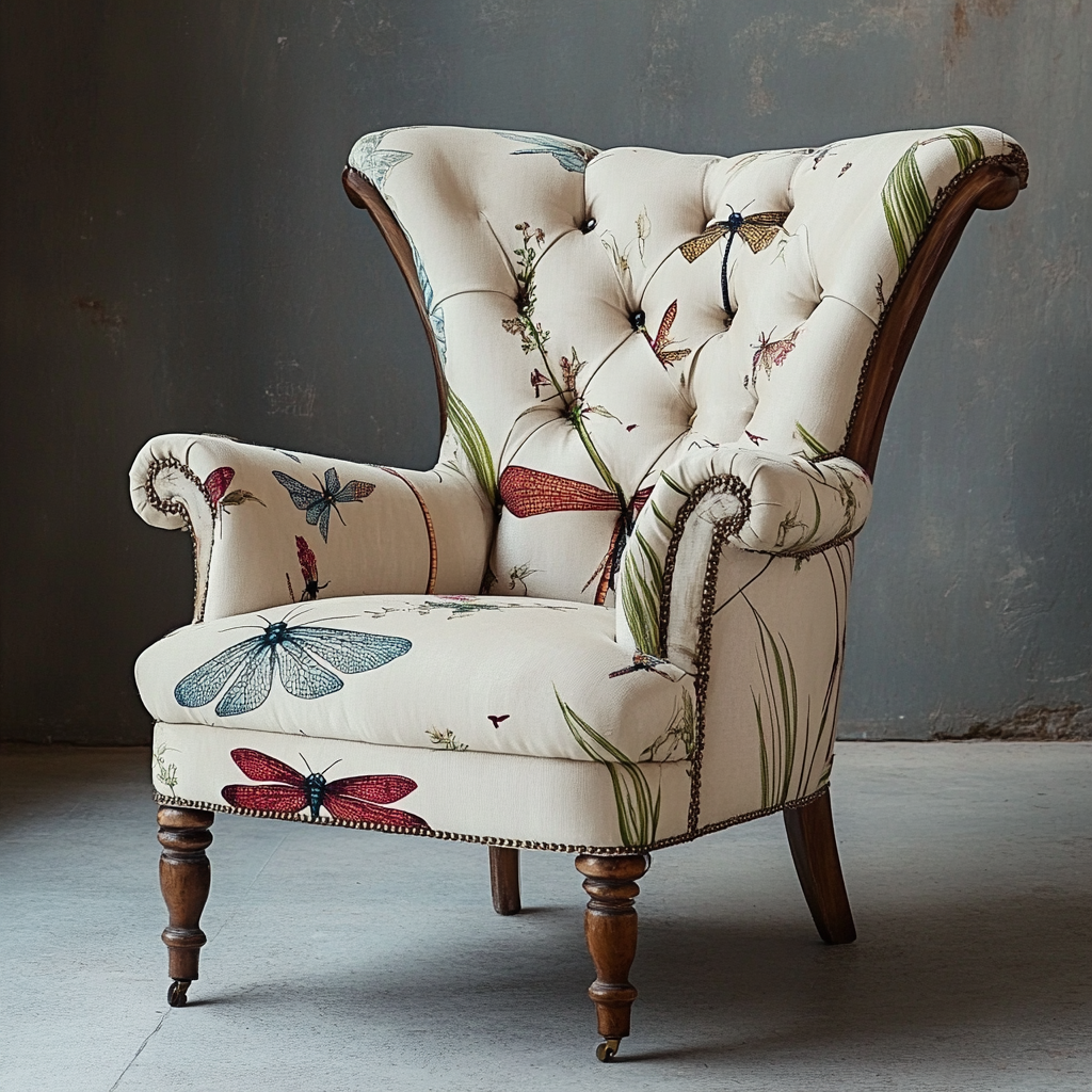 Silk archair with dragonflies Designs