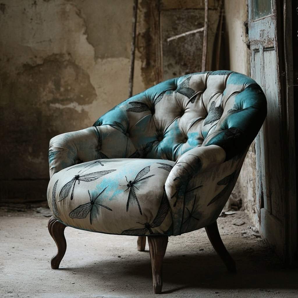 Silk archair with dragonflies Designs