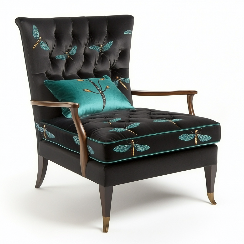 Silk archair with dragonflies Designs