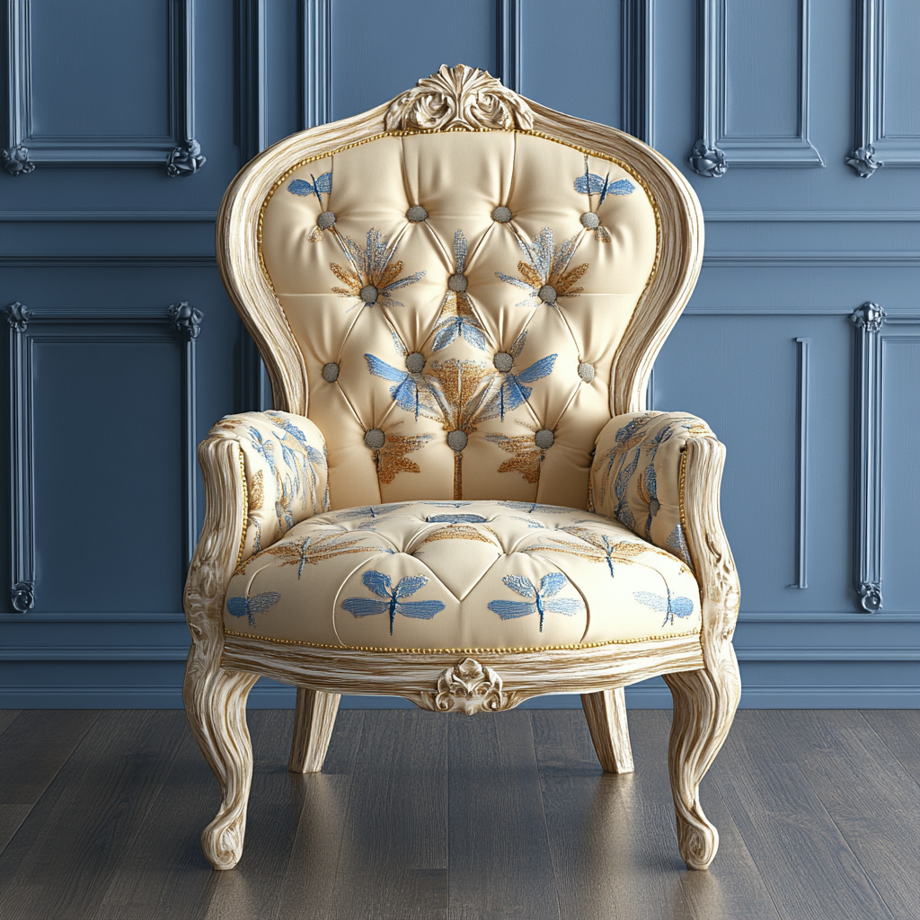 Silk archair with dragonflies Designs