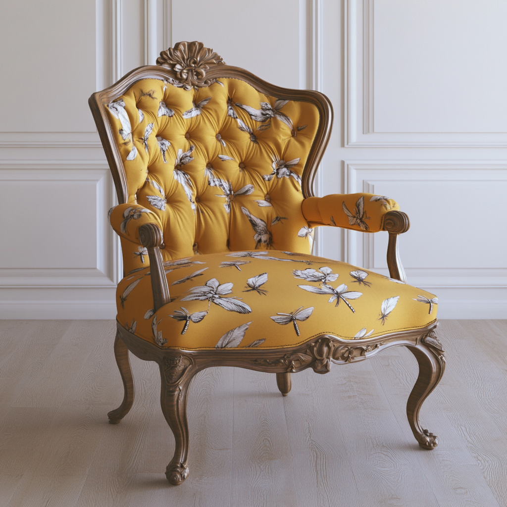 Silk archair with dragonflies Designs